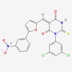 molecular formula C21H11Cl2N3O5S B4782836 (5Z)-1-(3,5-dichlorophenyl)-5-[[5-(3-nitrophenyl)furan-2-yl]methylidene]-2-sulfanylidene-1,3-diazinane-4,6-dione 