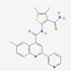 molecular formula C23H20N4O2S B4782855 N-[3-(aminocarbonyl)-4,5-dimethyl-2-thienyl]-6-methyl-2-(3-pyridinyl)-4-quinolinecarboxamide 