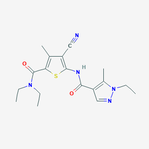 molecular formula C18H23N5O2S B4782881 N-{3-cyano-5-[(diethylamino)carbonyl]-4-methyl-2-thienyl}-1-ethyl-5-methyl-1H-pyrazole-4-carboxamide 