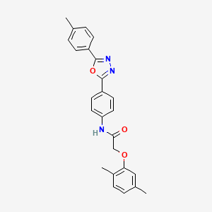 molecular formula C25H23N3O3 B4782886 2-(2,5-dimethylphenoxy)-N-{4-[5-(4-methylphenyl)-1,3,4-oxadiazol-2-yl]phenyl}acetamide 