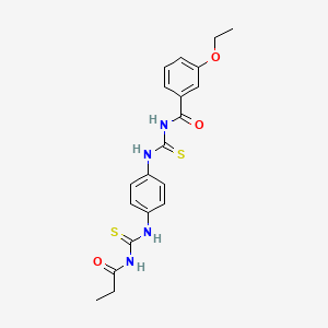 molecular formula C20H22N4O3S2 B4782907 3-ethoxy-N-({4-[(propanoylcarbamothioyl)amino]phenyl}carbamothioyl)benzamide 