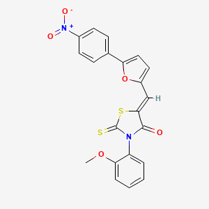 (5Z)-3-(2-methoxyphenyl)-5-[[5-(4-nitrophenyl)furan-2-yl]methylidene]-2-sulfanylidene-1,3-thiazolidin-4-one