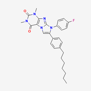 8-(4-FLUOROPHENYL)-7-(4-HEPTYLPHENYL)-1,3-DIMETHYL-1H,2H,3H,4H,8H-IMIDAZO[1,2-G]PURINE-2,4-DIONE