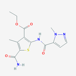 ethyl 5-(aminocarbonyl)-4-methyl-2-{[(1-methyl-1H-pyrazol-5-yl)carbonyl]amino}-3-thiophenecarboxylate