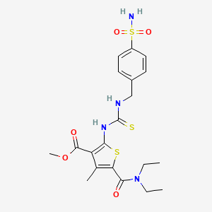 molecular formula C20H26N4O5S3 B4783001 methyl 2-[({[4-(aminosulfonyl)benzyl]amino}carbonothioyl)amino]-5-[(diethylamino)carbonyl]-4-methyl-3-thiophenecarboxylate 