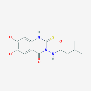 molecular formula C15H19N3O4S B4783046 N-(6,7-dimethoxy-4-oxo-2-thioxo-1,4-dihydro-3(2H)-quinazolinyl)-3-methylbutanamide 