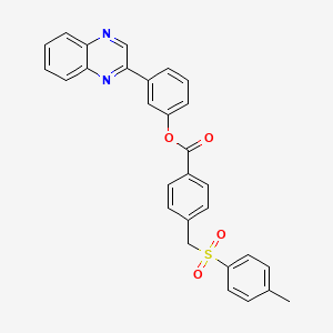 molecular formula C29H22N2O4S B4783073 3-(2-quinoxalinyl)phenyl 4-{[(4-methylphenyl)sulfonyl]methyl}benzoate 