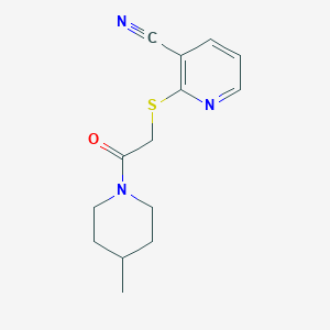 2-{[2-(4-methyl-1-piperidinyl)-2-oxoethyl]thio}nicotinonitrile