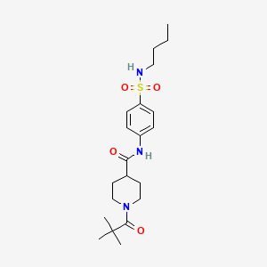 molecular formula C21H33N3O4S B4783117 N-{4-[(butylamino)sulfonyl]phenyl}-1-(2,2-dimethylpropanoyl)-4-piperidinecarboxamide 