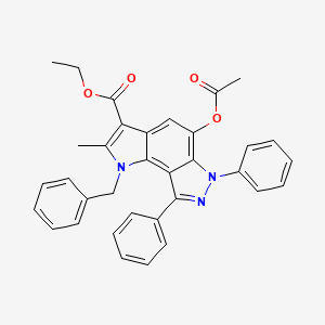 ethyl 5-(acetyloxy)-1-benzyl-2-methyl-6,8-diphenyl-1,6-dihydropyrrolo[2,3-e]indazole-3-carboxylate