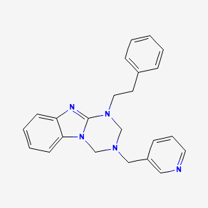 molecular formula C23H23N5 B4783170 1-(2-phenylethyl)-3-(3-pyridinylmethyl)-1,2,3,4-tetrahydro[1,3,5]triazino[1,2-a]benzimidazole 