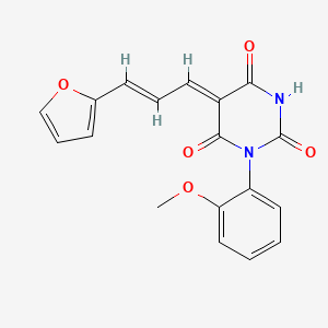 molecular formula C18H14N2O5 B4783211 (5Z)-5-[(E)-3-(furan-2-yl)prop-2-enylidene]-1-(2-methoxyphenyl)-1,3-diazinane-2,4,6-trione 