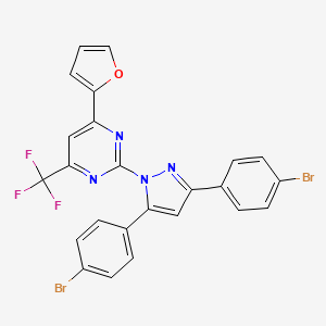 molecular formula C24H13Br2F3N4O B4783236 2-[3,5-bis(4-bromophenyl)-1H-pyrazol-1-yl]-4-(2-furyl)-6-(trifluoromethyl)pyrimidine 