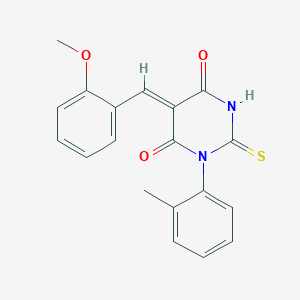 molecular formula C19H16N2O3S B4783284 5-(2-methoxybenzylidene)-1-(2-methylphenyl)-2-thioxodihydro-4,6(1H,5H)-pyrimidinedione 