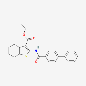 molecular formula C24H23NO3S B4783328 ethyl 2-[(4-biphenylylcarbonyl)amino]-4,5,6,7-tetrahydro-1-benzothiophene-3-carboxylate 