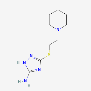 molecular formula C9H17N5S B4783372 5-{[2-(1-piperidinyl)ethyl]thio}-4H-1,2,4-triazol-3-amine 