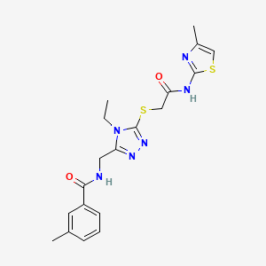 N-{[4-ethyl-5-({2-[(4-methyl-1,3-thiazol-2-yl)amino]-2-oxoethyl}sulfanyl)-4H-1,2,4-triazol-3-yl]methyl}-3-methylbenzamide