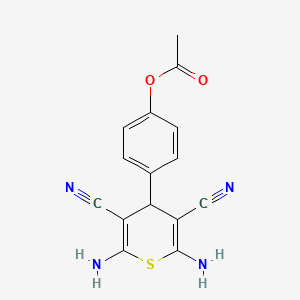 molecular formula C15H12N4O2S B4783595 4-(2,6-diamino-3,5-dicyano-4H-thiopyran-4-yl)phenyl acetate 