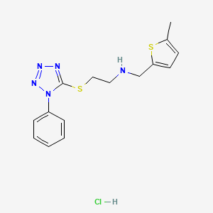 molecular formula C15H18ClN5S2 B4783695 N-[(5-methyl-2-thienyl)methyl]-2-[(1-phenyl-1H-tetrazol-5-yl)thio]ethanamine hydrochloride 