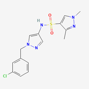 molecular formula C15H16ClN5O2S B4783809 N-[1-(3-chlorobenzyl)-1H-pyrazol-4-yl]-1,3-dimethyl-1H-pyrazole-4-sulfonamide 