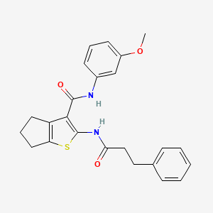 molecular formula C24H24N2O3S B4783838 N-(3-methoxyphenyl)-2-[(3-phenylpropanoyl)amino]-5,6-dihydro-4H-cyclopenta[b]thiophene-3-carboxamide 