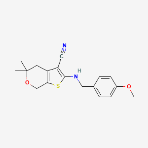 molecular formula C18H20N2O2S B4783854 2-[(4-methoxybenzyl)amino]-5,5-dimethyl-4,7-dihydro-5H-thieno[2,3-c]pyran-3-carbonitrile 