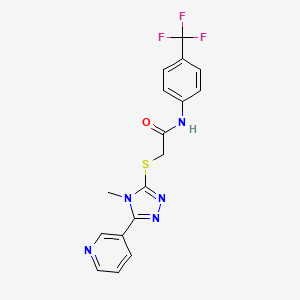 molecular formula C17H14F3N5OS B4783871 2-{[4-methyl-5-(3-pyridinyl)-4H-1,2,4-triazol-3-yl]thio}-N-[4-(trifluoromethyl)phenyl]acetamide 