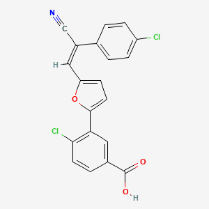 molecular formula C20H11Cl2NO3 B4783920 4-chloro-3-{5-[(E)-2-(4-chlorophenyl)-2-cyanoethenyl]furan-2-yl}benzoic acid 