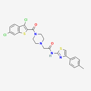 molecular formula C25H22Cl2N4O2S2 B4783996 2-{4-[(3,6-dichloro-1-benzothien-2-yl)carbonyl]-1-piperazinyl}-N-[4-(4-methylphenyl)-1,3-thiazol-2-yl]acetamide 