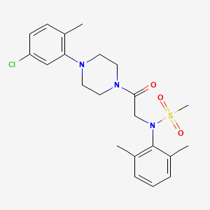 molecular formula C22H28ClN3O3S B4784065 N-{2-[4-(5-Chloro-2-methyl-phenyl)-piperazin-1-yl]-2-oxo-ethyl}-N-(2,6-dimethyl-phenyl)-methanesulfonamide 