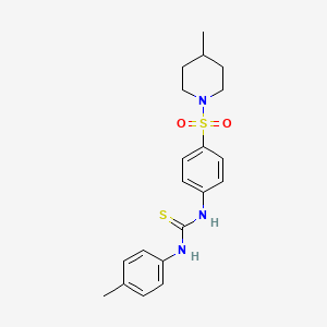 molecular formula C20H25N3O2S2 B4784075 N-(4-methylphenyl)-N'-{4-[(4-methyl-1-piperidinyl)sulfonyl]phenyl}thiourea 