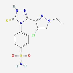 molecular formula C13H13ClN6O2S2 B4784082 4-[3-(4-chloro-1-ethyl-1H-pyrazol-3-yl)-5-mercapto-4H-1,2,4-triazol-4-yl]benzenesulfonamide 