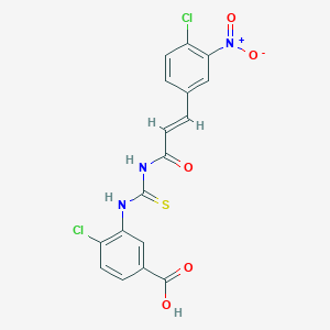 molecular formula C17H11Cl2N3O5S B4784188 4-chloro-3-[({[3-(4-chloro-3-nitrophenyl)acryloyl]amino}carbonothioyl)amino]benzoic acid 