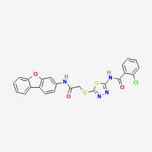 molecular formula C23H15ClN4O3S2 B4784196 2-chloro-N-(5-{[2-(dibenzo[b,d]furan-3-ylamino)-2-oxoethyl]thio}-1,3,4-thiadiazol-2-yl)benzamide 