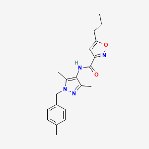 molecular formula C20H24N4O2 B4784219 N-[3,5-dimethyl-1-(4-methylbenzyl)-1H-pyrazol-4-yl]-5-propyl-3-isoxazolecarboxamide 