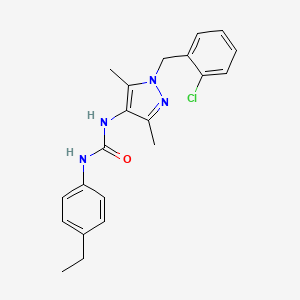 molecular formula C21H23ClN4O B4784352 N-[1-(2-chlorobenzyl)-3,5-dimethyl-1H-pyrazol-4-yl]-N'-(4-ethylphenyl)urea 