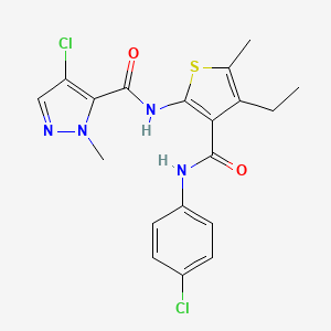 molecular formula C19H18Cl2N4O2S B4784409 4-chloro-N-(3-{[(4-chlorophenyl)amino]carbonyl}-4-ethyl-5-methyl-2-thienyl)-1-methyl-1H-pyrazole-5-carboxamide 