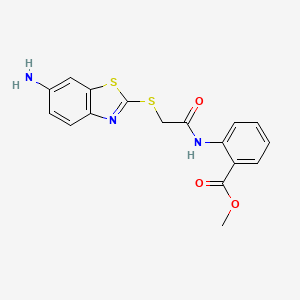 molecular formula C17H15N3O3S2 B4784476 methyl 2-({[(6-amino-1,3-benzothiazol-2-yl)thio]acetyl}amino)benzoate 