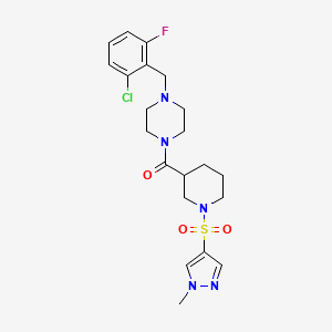 molecular formula C21H27ClFN5O3S B4784482 [4-(2-CHLORO-6-FLUOROBENZYL)PIPERAZINO]{1-[(1-METHYL-1H-PYRAZOL-4-YL)SULFONYL]-3-PIPERIDYL}METHANONE 