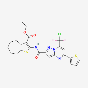 molecular formula C24H21ClF2N4O3S2 B4784488 ETHYL 2-[7-(CHLORODIFLUOROMETHYL)-5-(THIOPHEN-2-YL)PYRAZOLO[1,5-A]PYRIMIDINE-2-AMIDO]-4H,5H,6H,7H,8H-CYCLOHEPTA[B]THIOPHENE-3-CARBOXYLATE 