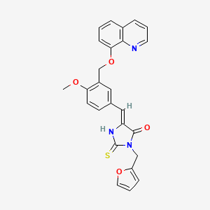 (5Z)-3-(furan-2-ylmethyl)-5-{4-methoxy-3-[(quinolin-8-yloxy)methyl]benzylidene}-2-sulfanyl-3,5-dihydro-4H-imidazol-4-one