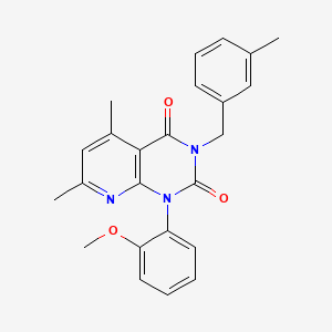 molecular formula C24H23N3O3 B4784532 1-(2-METHOXYPHENYL)-5,7-DIMETHYL-3-[(3-METHYLPHENYL)METHYL]-1H,2H,3H,4H-PYRIDO[2,3-D]PYRIMIDINE-2,4-DIONE 