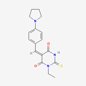 molecular formula C17H19N3O2S B4784536 1-ethyl-5-[4-(1-pyrrolidinyl)benzylidene]-2-thioxodihydro-4,6(1H,5H)-pyrimidinedione 