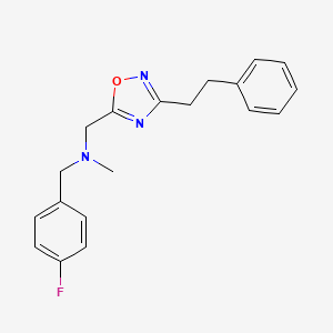 molecular formula C19H20FN3O B4784587 (4-fluorobenzyl)methyl{[3-(2-phenylethyl)-1,2,4-oxadiazol-5-yl]methyl}amine 