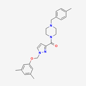 molecular formula C25H30N4O2 B4784593 1-({1-[(3,5-dimethylphenoxy)methyl]-1H-pyrazol-3-yl}carbonyl)-4-(4-methylbenzyl)piperazine 