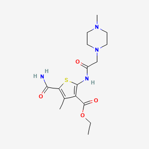 molecular formula C16H24N4O4S B4784608 ethyl 5-(aminocarbonyl)-4-methyl-2-{[(4-methyl-1-piperazinyl)acetyl]amino}-3-thiophenecarboxylate 