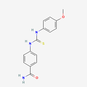 molecular formula C15H15N3O2S B4784629 4-({[(4-methoxyphenyl)amino]carbonothioyl}amino)benzamide 