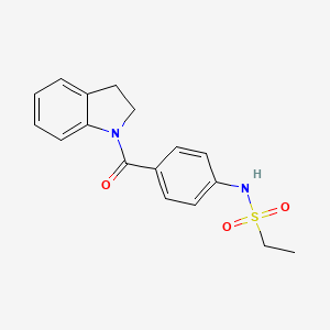 molecular formula C17H18N2O3S B4784689 N-[4-(2,3-dihydro-1H-indol-1-ylcarbonyl)phenyl]ethanesulfonamide 