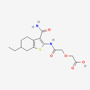 {2-[(3-Carbamoyl-6-ethyl-4,5,6,7-tetrahydro-1-benzothiophen-2-yl)amino]-2-oxoethoxy}acetic acid