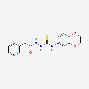 molecular formula C17H17N3O3S B4784795 N-(2,3-dihydro-1,4-benzodioxin-6-yl)-2-(phenylacetyl)hydrazinecarbothioamide 